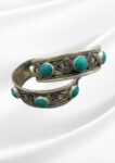 Yasmin Oxidized Silver Turquoise Cuff Bangles | Tribal Engraved Pair