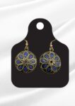 Zoya Afghan Coral-Turquoise Oval Mosaic Earrings | Antique Gold Tribal