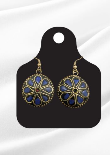 Sana Afghan Red-Turquoise Triangle Mosaic Earrings | Antique Gold Tribal