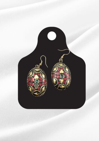 Mehr Afghan Multicolor Diamond Mosaic Earrings | Antique Gold Cloud Tribal