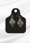 Iqra Afghan Lapis Blue-Red Round Mosaic Earrings | Antique Gold Heart Tribal