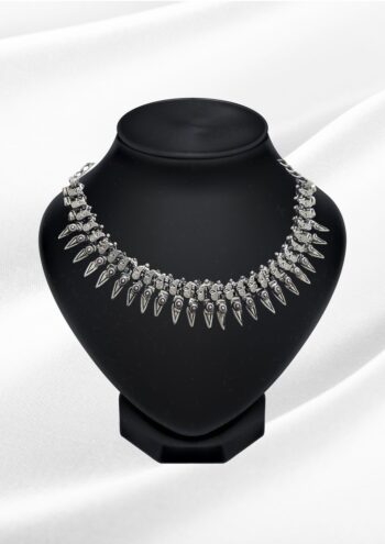 Naira Oxidized Silver Spike Choker Necklace | Tribal Spear Collar Necklace