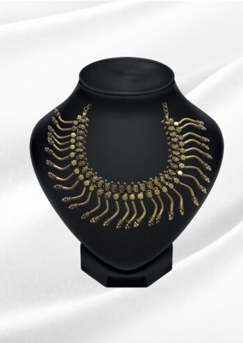 Noor Antique Gold Statement Collar Necklace | Tribal Fan Choker Necklace