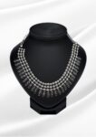 Mahira Oxidized Silver Triple Layer Bead Choker | Paisley Drop Necklace