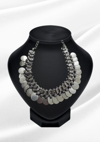 Sana Antique Sliver Coin Choker Necklace | Tribal Disk Collar Necklace