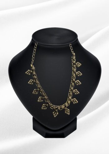 Aamina Antique Gold Cluster Choker | Tribal Bead Drop Necklace