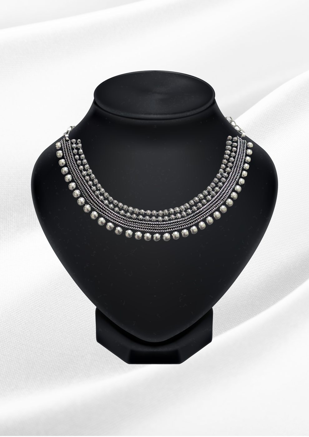 DO-NEC-019-zoya-oxidized-silver-multi-layer-choker-necklace-tribal-beaded-collar-necklace