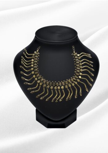 Noor Antique Gold Statement Collar Necklace | Tribal Fan Choker Necklace
