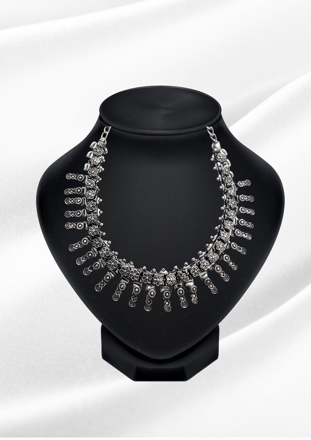 DO-NEC-024-meher-oxidized-silver-floral-choker-tribal-drop-statement-necklace