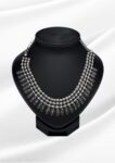 Mahira Oxidized Silver Triple Layer Bead Choker | Paisley Drop Necklace