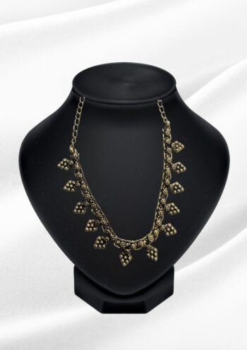 Aamina Antique Gold Cluster Choker | Tribal Bead Drop Necklace